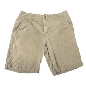 Old Navy Menswear Shorts 32 Khaki Flatfront Cotton Casual Classic Outdoor Preppy